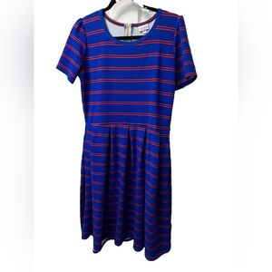 LuLaRoe Dress with Blue and Red Stripes